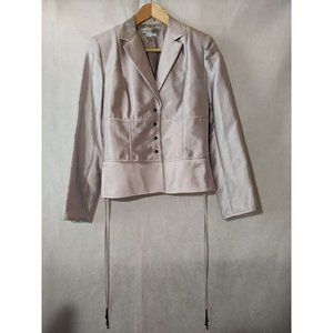 Kay Unger Purple-Silver Long Sleeve Cotton-Silk Blend Notched Lapel Jacket Sz 6